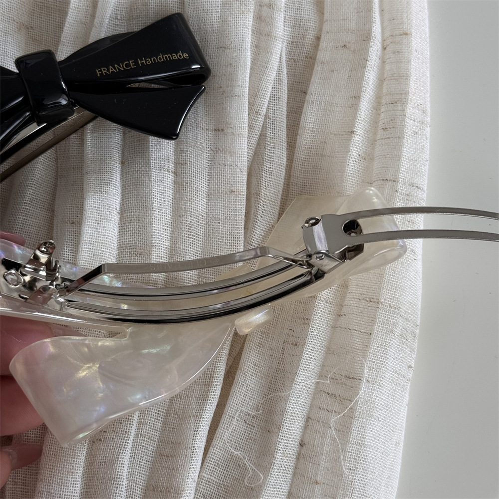 french exquisite bow spring hairpin women's back of the head half tied hair ornament ponytail clip hair accessories