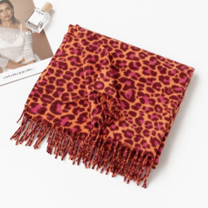 leopard print ethnic style cotton and linen scarf women's imitation cashmere tassel travel beach towel shawl