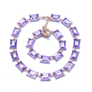 geometric square color crystal necklace light luxury fashion necklace