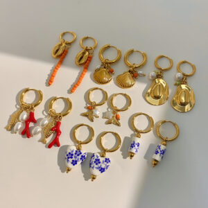 european and american stainless steel ceramic pearl earrings holiday style design creative earrings