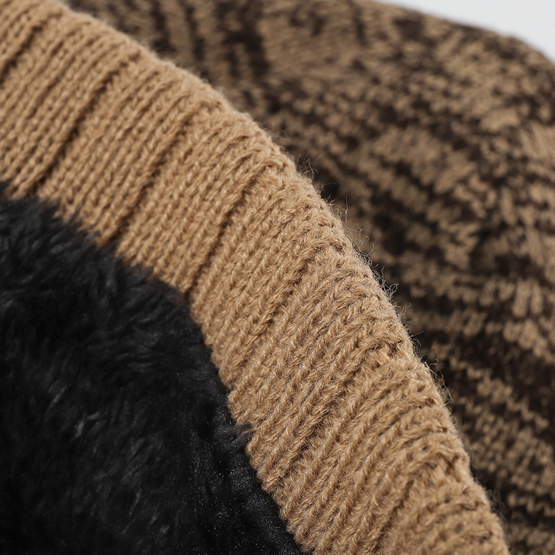 winter thick warm cross border ear protection large head circumference pullover knitted hat