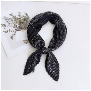 spring and summer thin pleated silk scarf for women professional versatile decorative neck scarf retro scarf