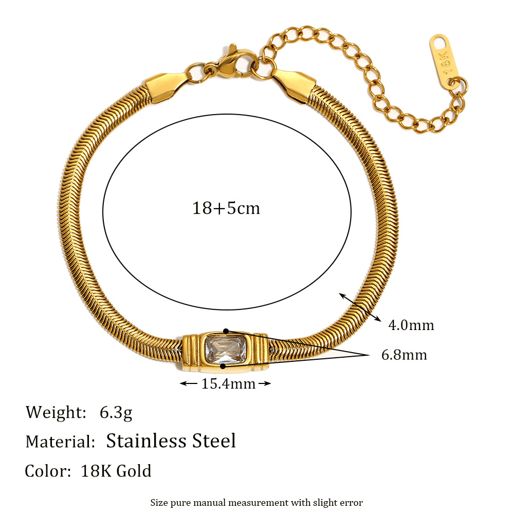 european and american temperament retro personality hip hop niche design necklace stainless steel 18k gold plated snake chain zircon bracelet