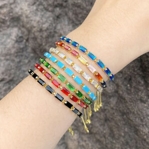 fashionable and versatile colored zircon bracelet ins niche design bracelet for women