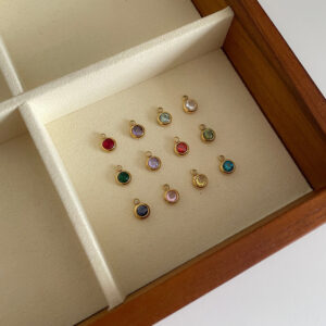 vintage 12 birthstone pendants, movable ring necklace, multiple pendants, diy boots, heart pearls, 18k gold color preservation