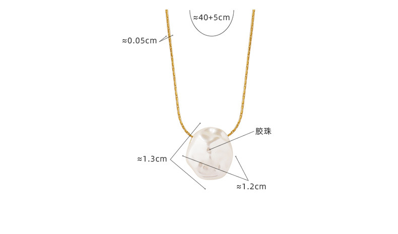 niche design shaped plastic pearl pendant necklace for women titanium steel gold plated vertical square chain cold style ins jewelry