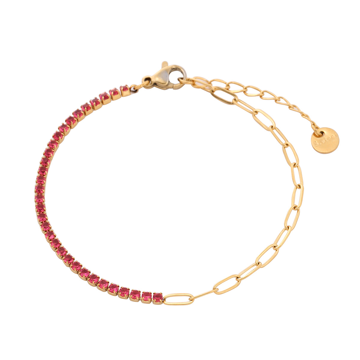 new rainbow color thin diamond titanium steel bracelet for women, exquisite and compact, one row of full diamond stainless steel jewelry