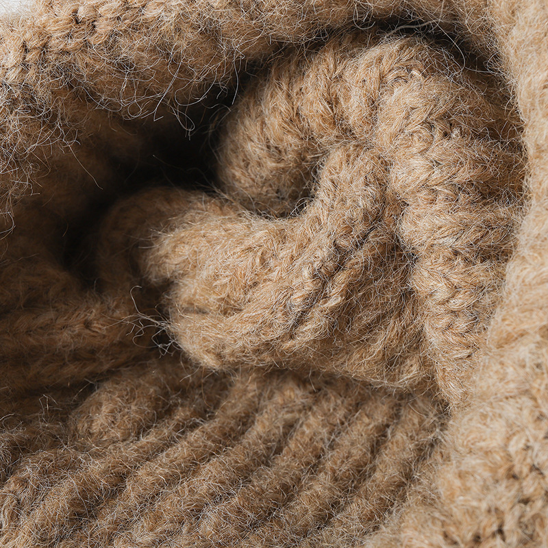 new style extra long and thick outdoor warm brimless knitted hat women's fashionable plain all match cold hat men's wool hat