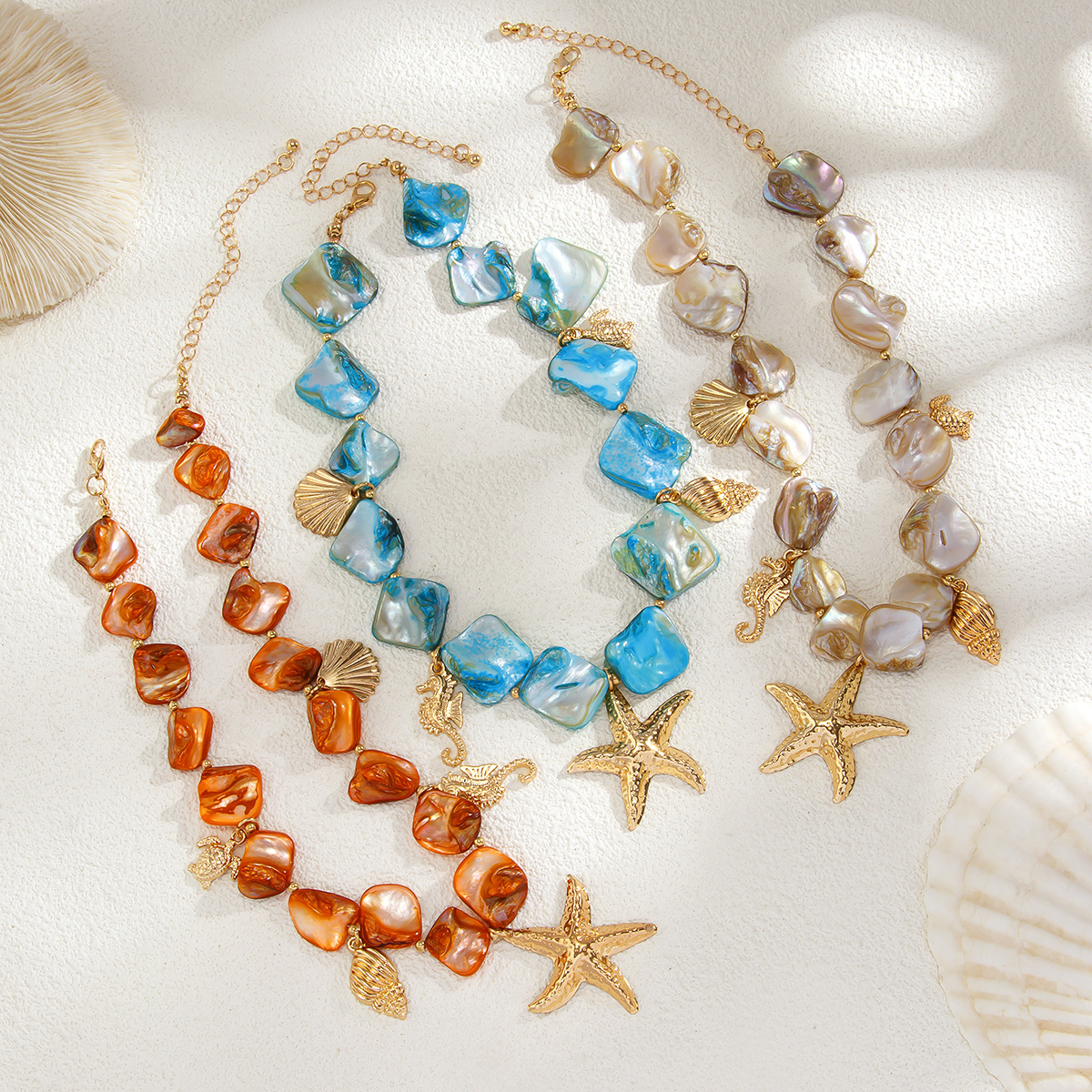 beach vacation shell clavicle necklace ocean style starfish all match set necklace
