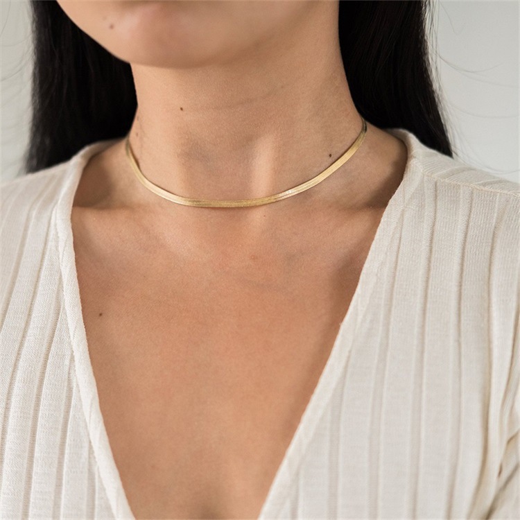 personality trend hip hop stainless steel clavicle chain titanium steel snake bone chain for men and women 18k gold jewelry