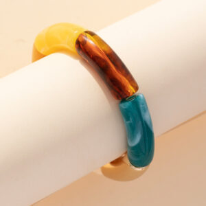 new color beaded elastic bracelet dopamine color matching fresh and fashionable personality resin bracelet