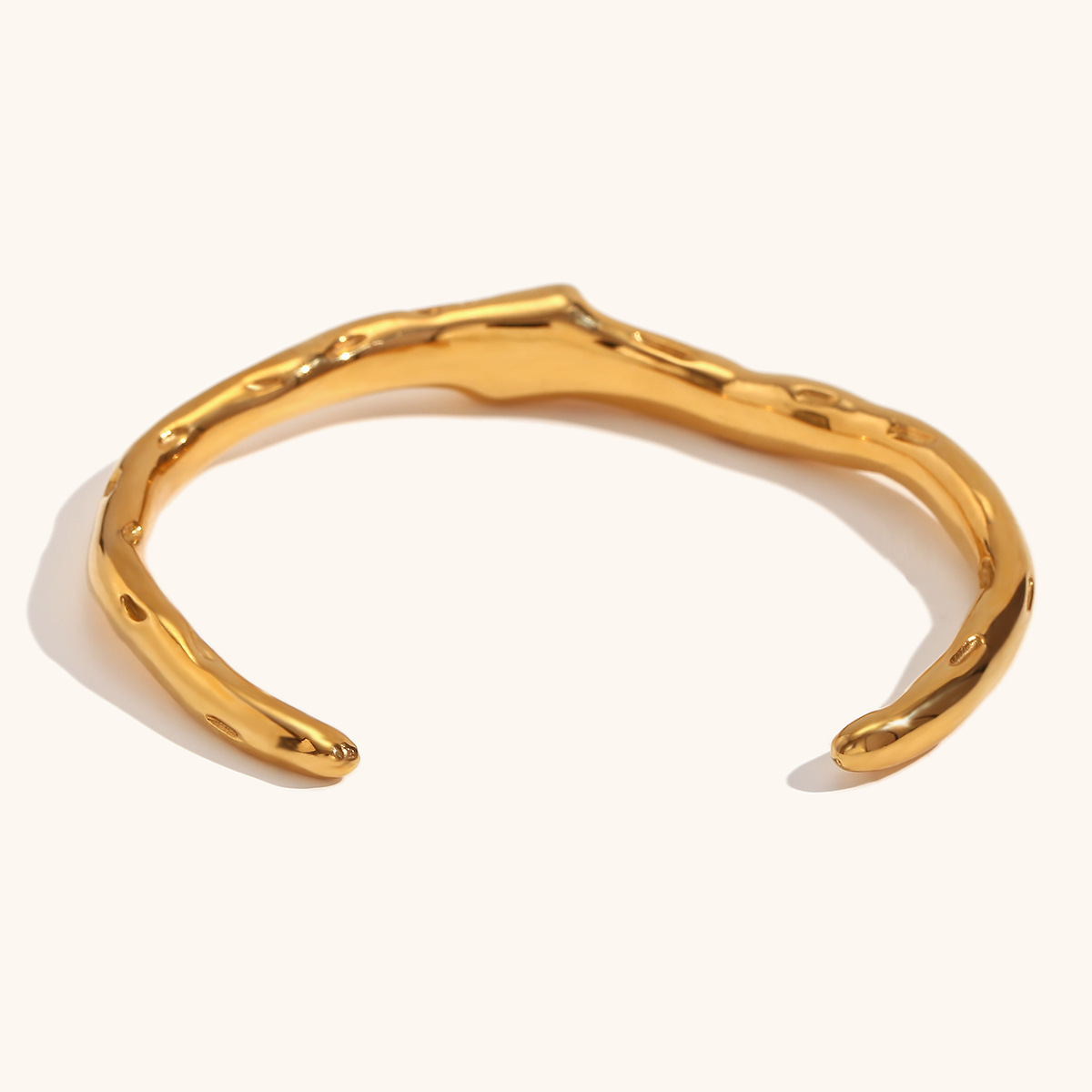 open irregular rectangular zircon bracelet stainless steel plated 18k gold hand jewelry