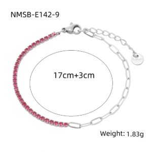 new rainbow color thin diamond titanium steel bracelet for women, exquisite and compact, one row of full diamond stainless steel jewelry