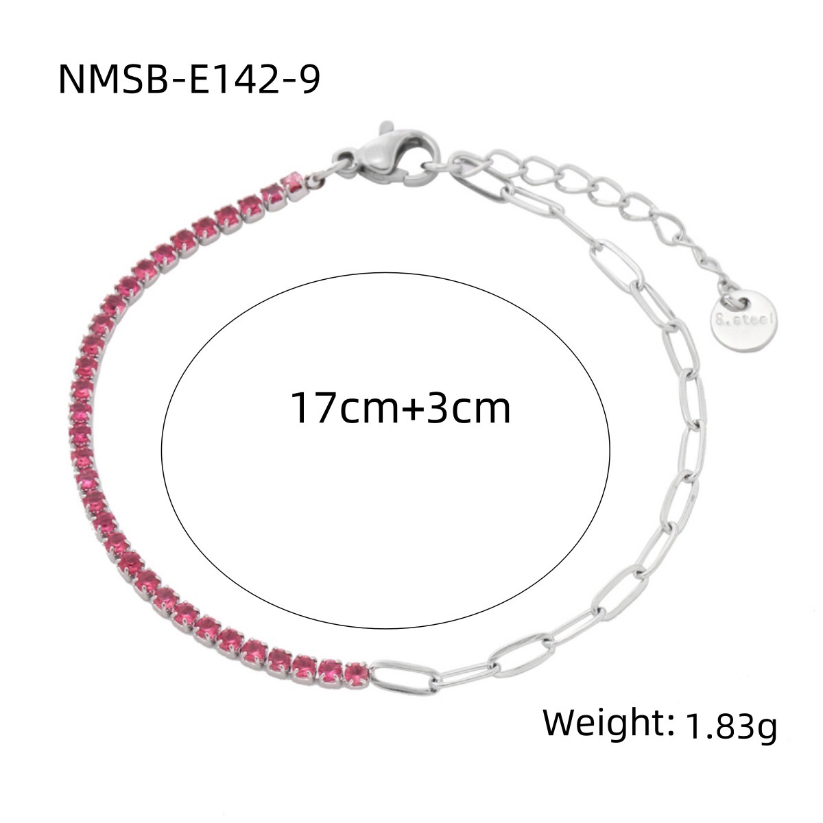 new rainbow color thin diamond titanium steel bracelet for women, exquisite and compact, one row of full diamond stainless steel jewelry