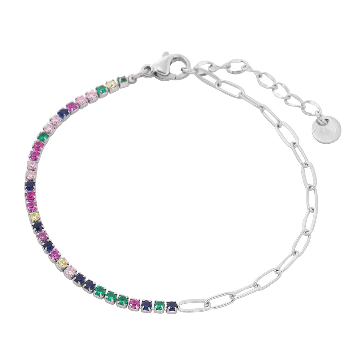 new rainbow color thin diamond titanium steel bracelet for women, exquisite and compact, one row of full diamond stainless steel jewelry