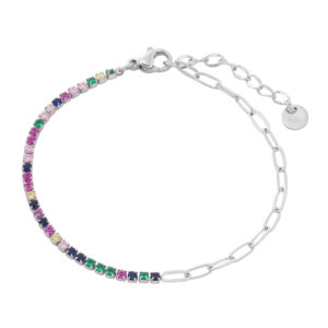 new rainbow color thin diamond titanium steel bracelet for women, exquisite and compact, one row of full diamond stainless steel jewelry