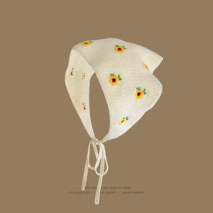 french cherry triangle scarf for women, spring and autumn travel, parent child style, knitted crochet hollow literary headscarf, hairband and headband