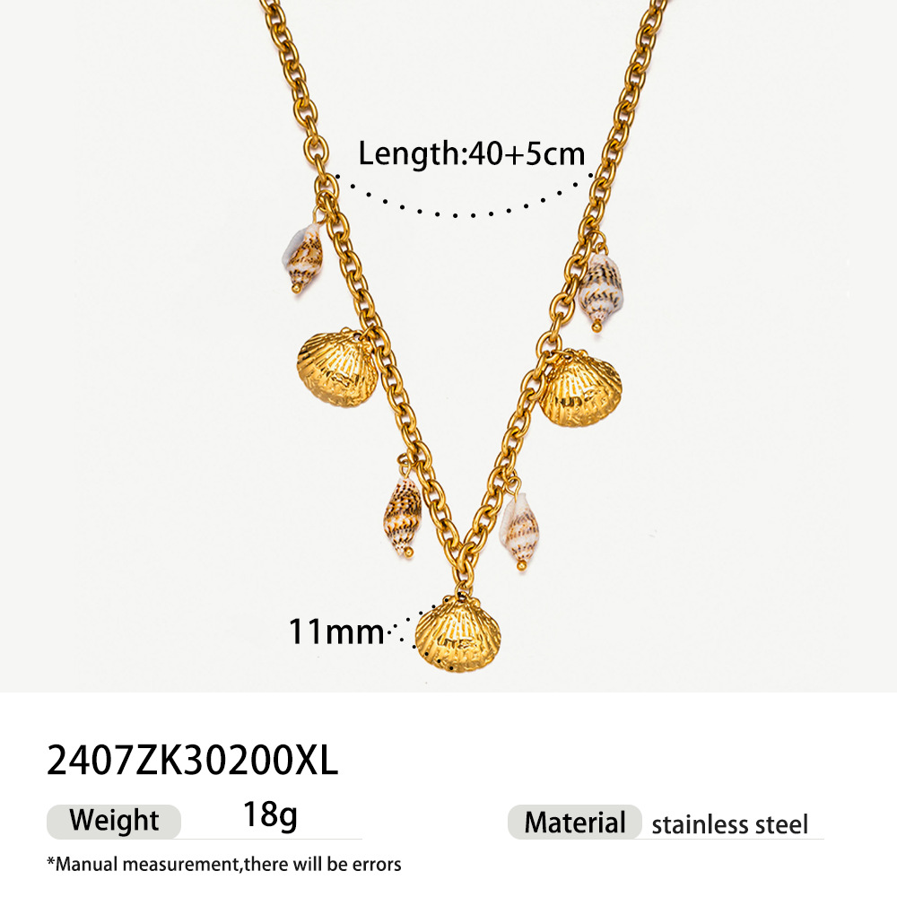 european and american temperament 18k gold stainless steel shell necklace does not fade female ins high end simple versatile jewelry