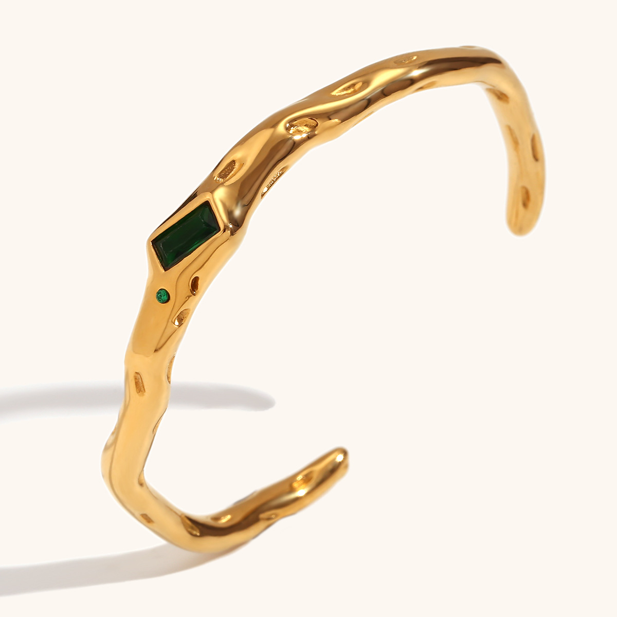 open irregular rectangular zircon bracelet stainless steel plated 18k gold hand jewelry