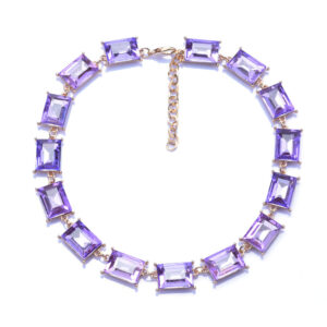 geometric square color crystal necklace light luxury fashion necklace