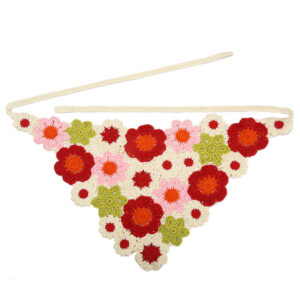 french cherry triangle scarf for women, spring and autumn travel, parent child style, knitted crochet hollow literary headscarf, hairband and headband