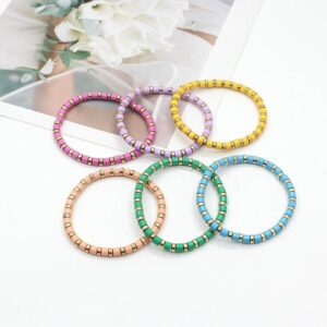 bohemian style stackable enamel paint rainbow tube bead bracelet diy cylindrical tube bracelet