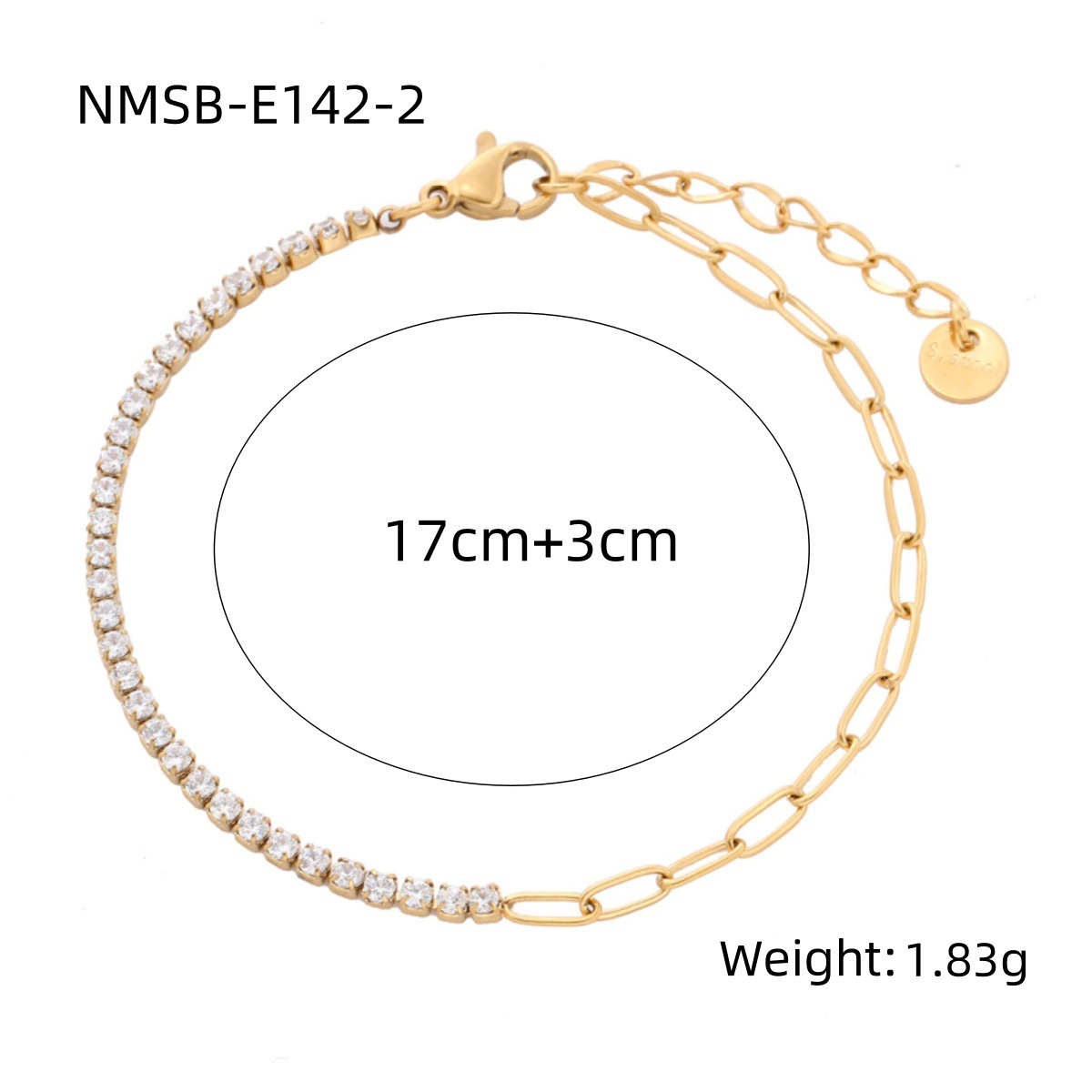 new rainbow color thin diamond titanium steel bracelet for women, exquisite and compact, one row of full diamond stainless steel jewelry