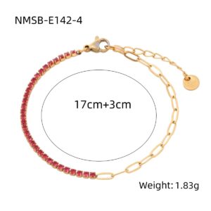 new rainbow color thin diamond titanium steel bracelet for women, exquisite and compact, one row of full diamond stainless steel jewelry