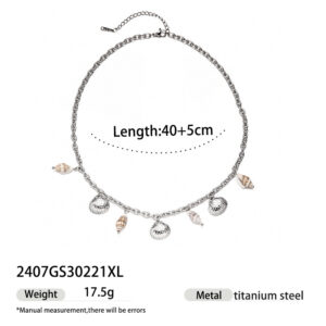 european and american temperament 18k gold stainless steel shell necklace does not fade female ins high end simple versatile jewelry