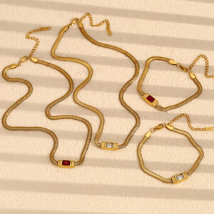 european and american temperament retro personality hip hop niche design necklace stainless steel 18k gold plated snake chain zircon bracelet