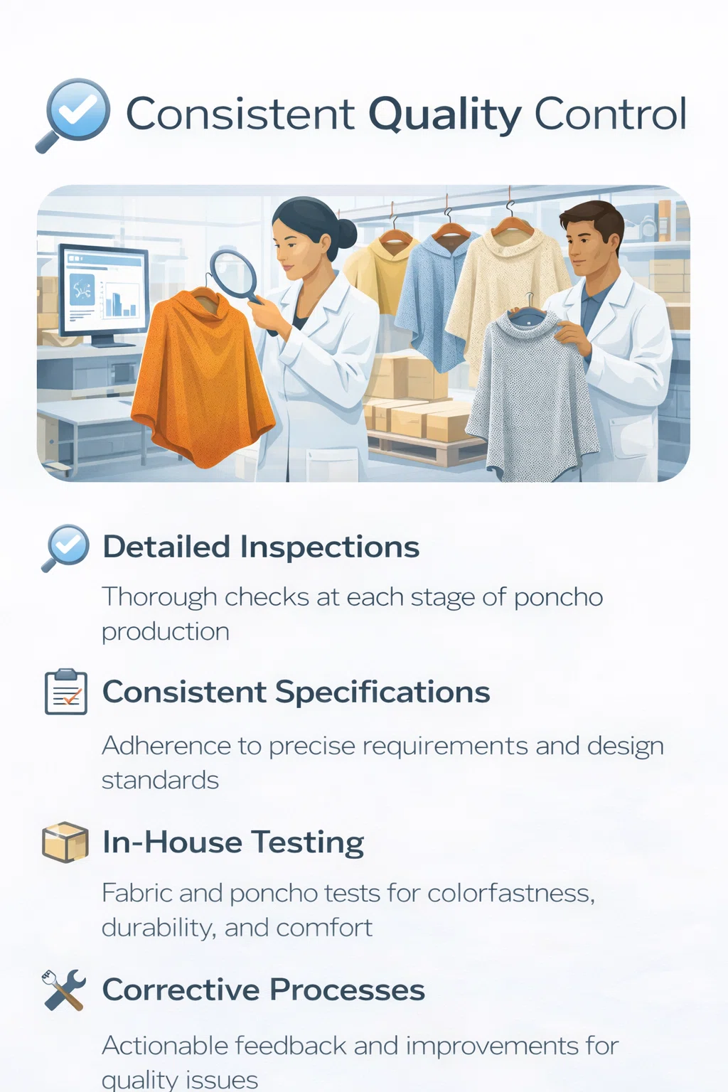 consistent quality control poncho manufacturing