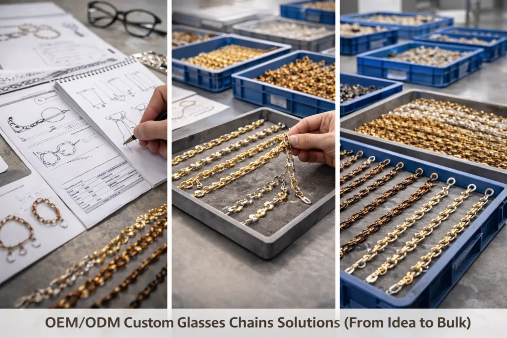 OEM ODM custom glasses chains solutions from idea to bulk production for wholesale buyers