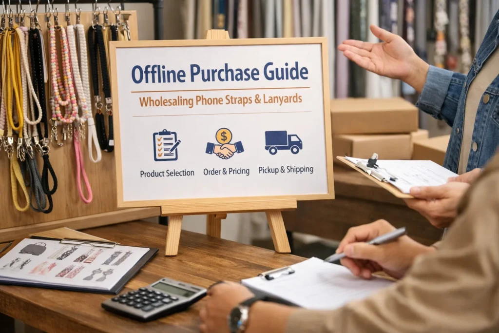 Offline purchase guide for wholesale phone straps and phone lanyards, supporting trade buyers and physical retail sourcing.