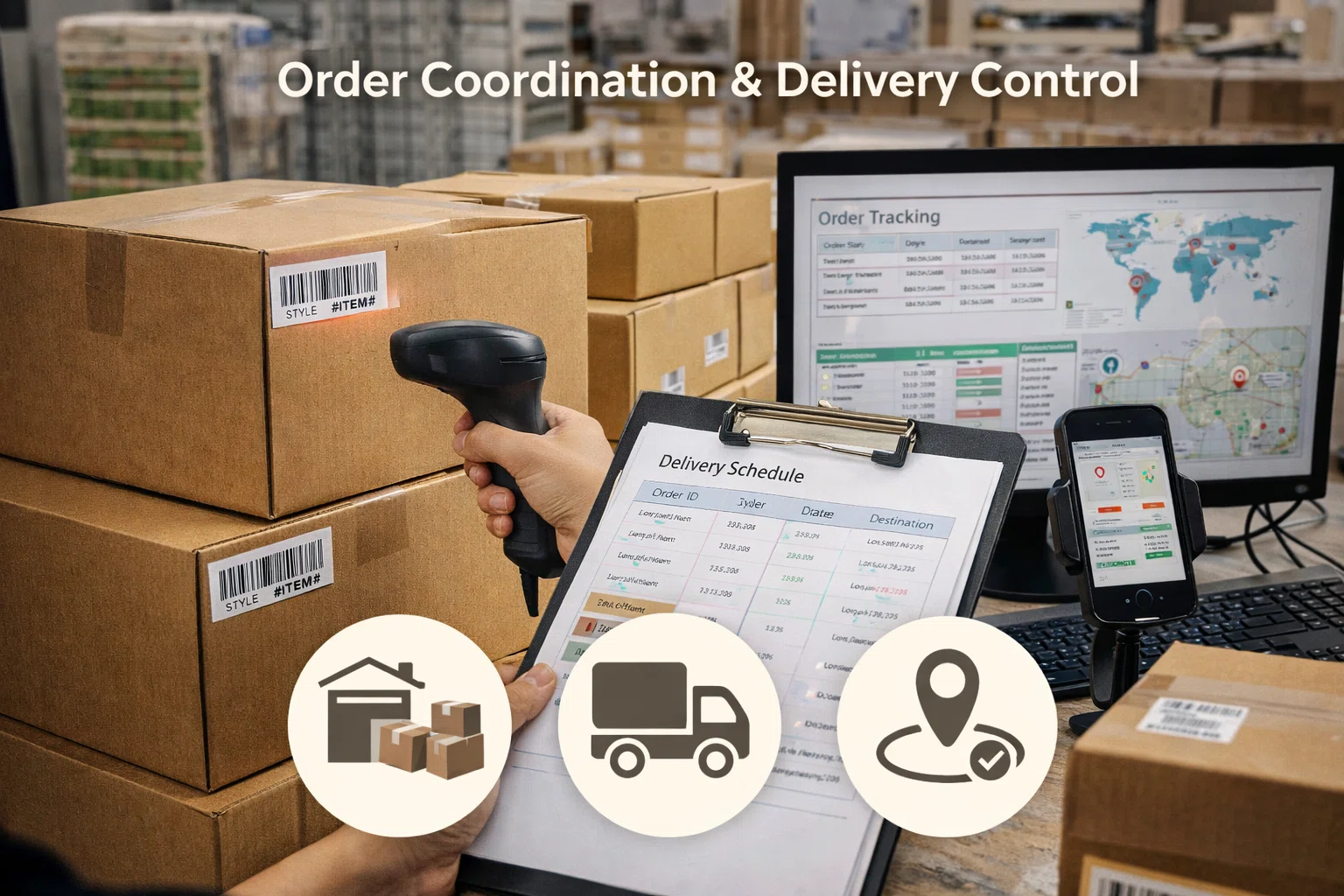 Order coordination and delivery control for bag charms and bag straps wholesale orders