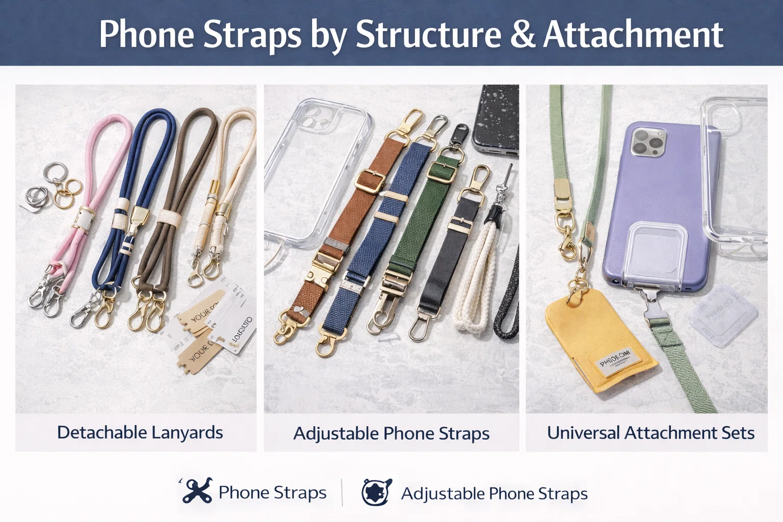 phone straps structure attachment detachable adjustable