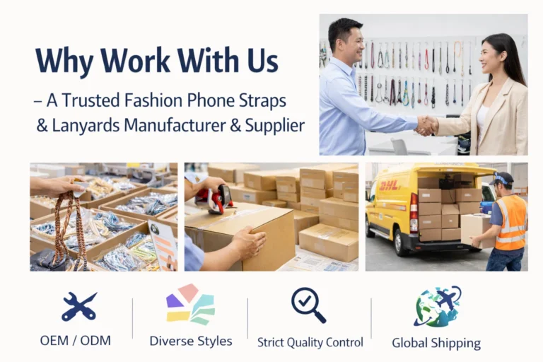 Why work with us as a trusted fashion phone straps and phone lanyards manufacturer and wholesale supplier.